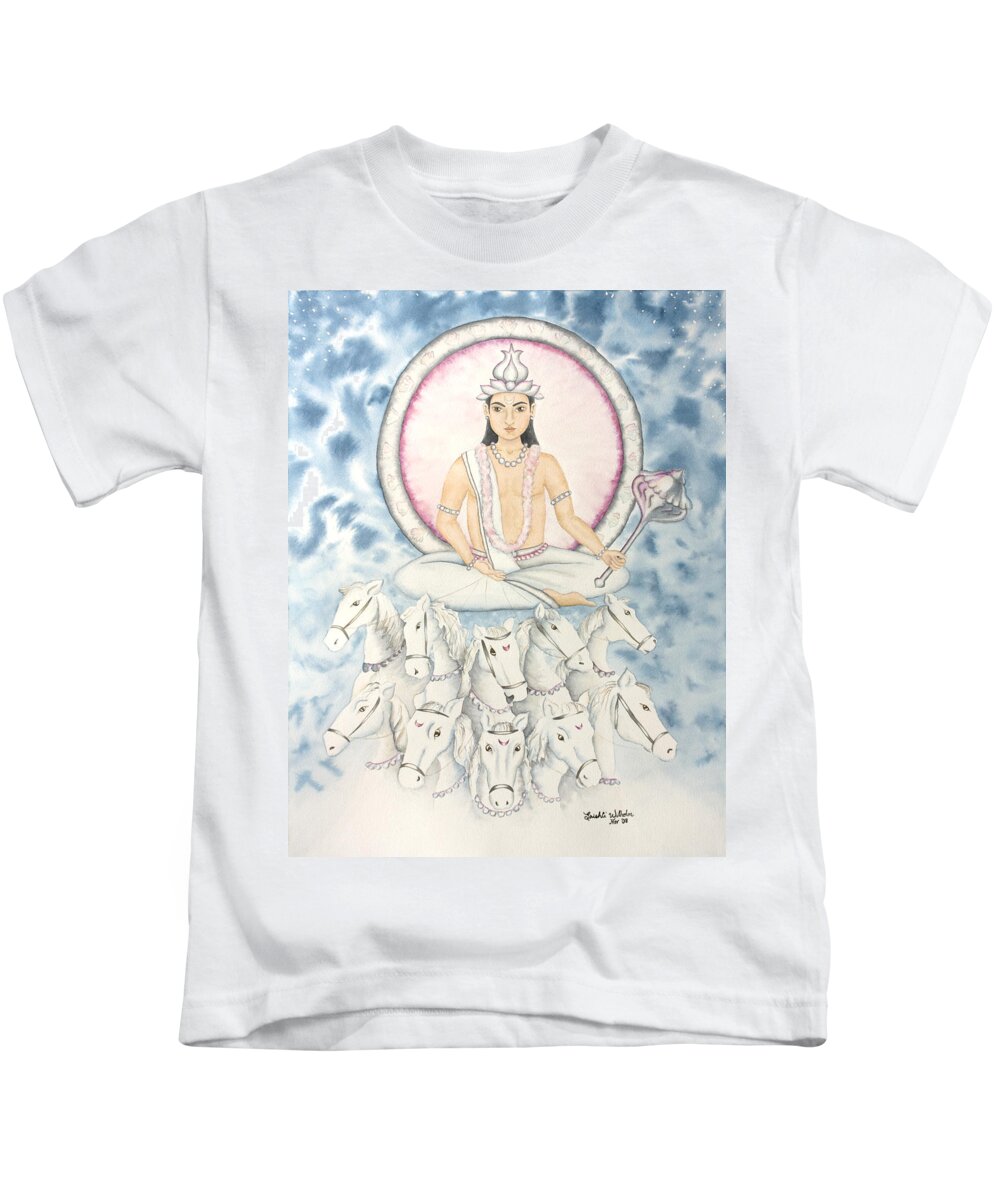 Vedic Astrology Kids T-Shirt featuring the painting Chandra The Moon by Srishti Wilhelm