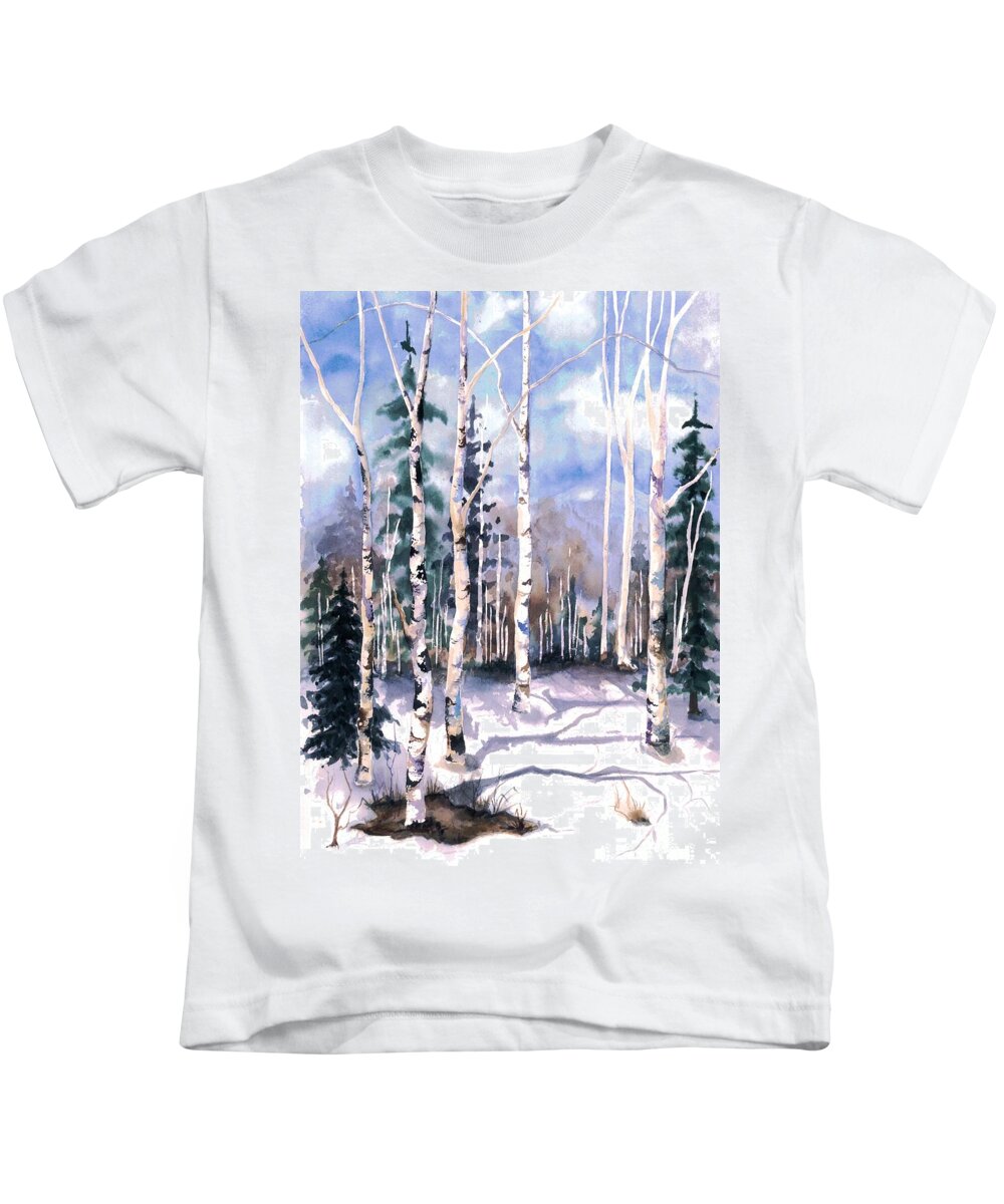Water Color Paintings Kids T-Shirt featuring the painting Colorado Aspens 2 by Barbara Jewell