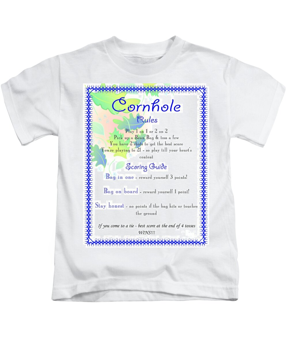 Cornhole Rules Kids T-Shirt featuring the digital art Cornhole Rules by Nancy Patterson