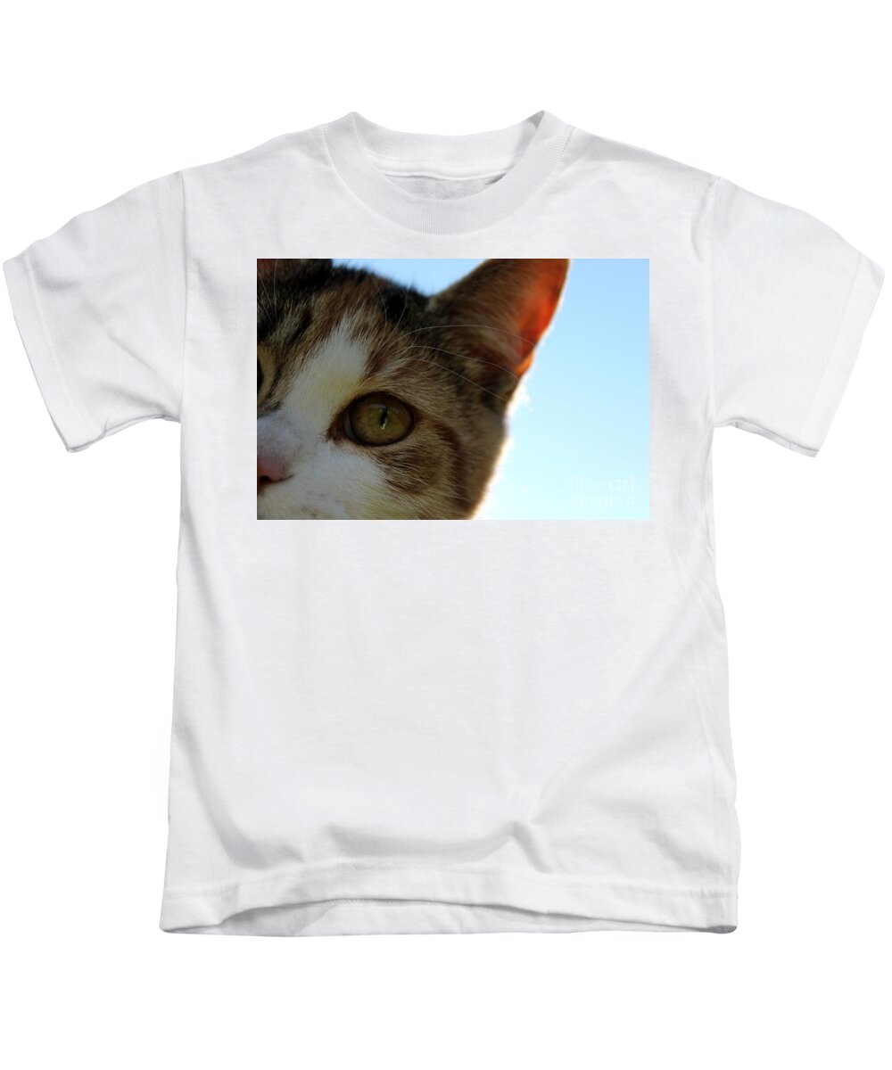 Cat Kids T-Shirt featuring the photograph Curious Cat by Janice Byer