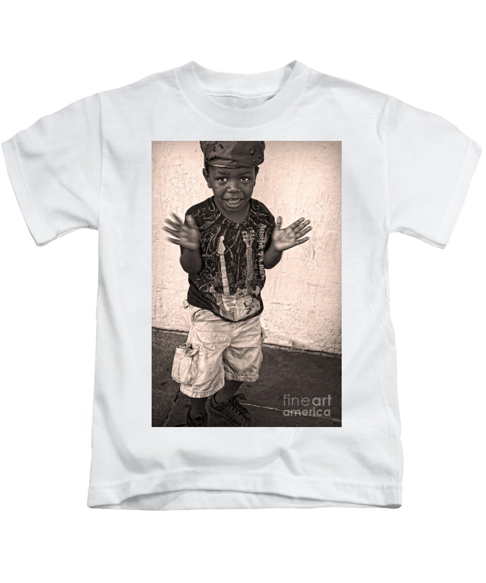 Street Photography Kids T-Shirt featuring the photograph Dancing' on Decatur for Dollars by Kathleen K Parker