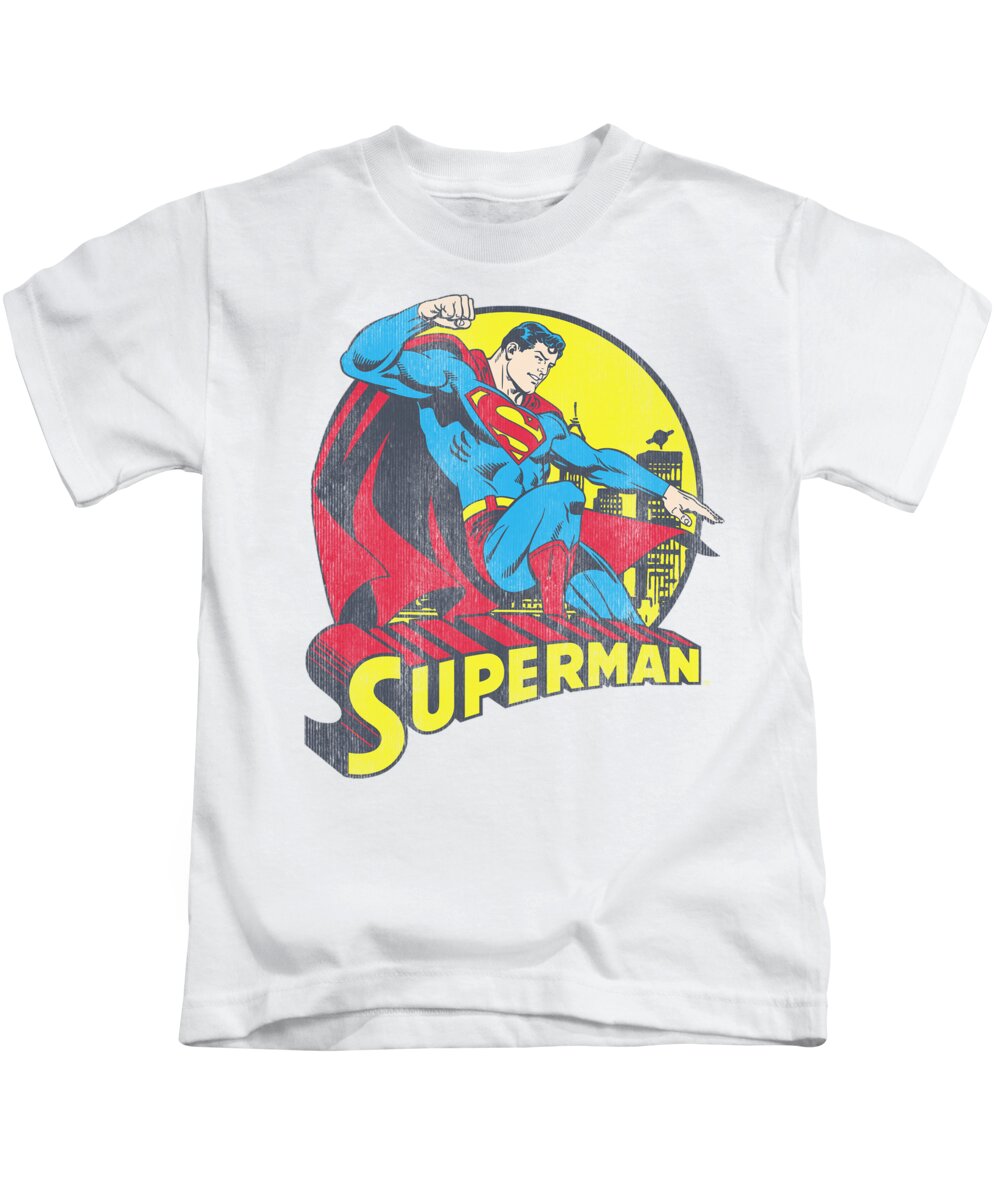 Superman Kids T-Shirt featuring the digital art Dc - Big Blue by Brand A