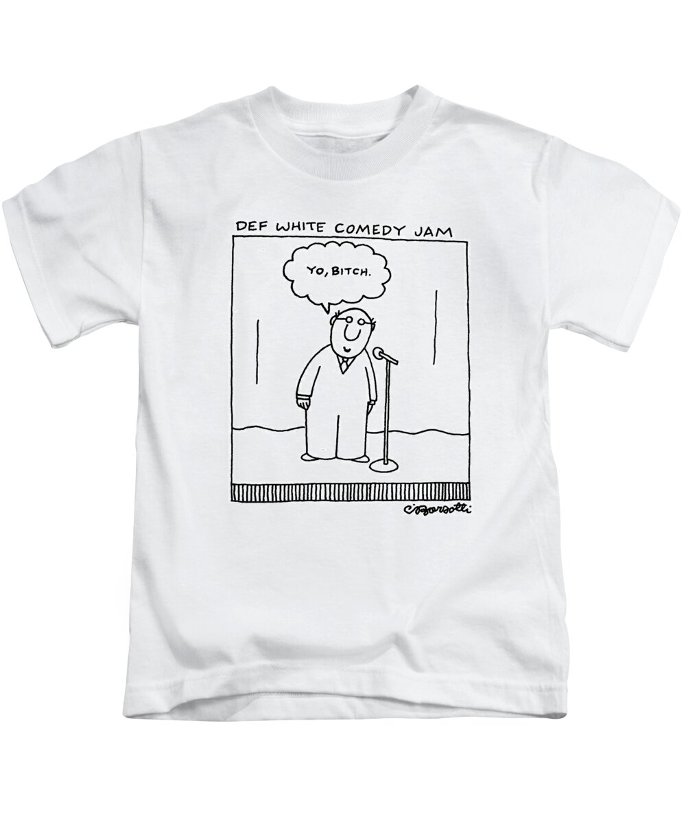 Def White Comedy Jam Kids T-Shirt featuring the drawing Def White Comedy Jam by Charles Barsotti