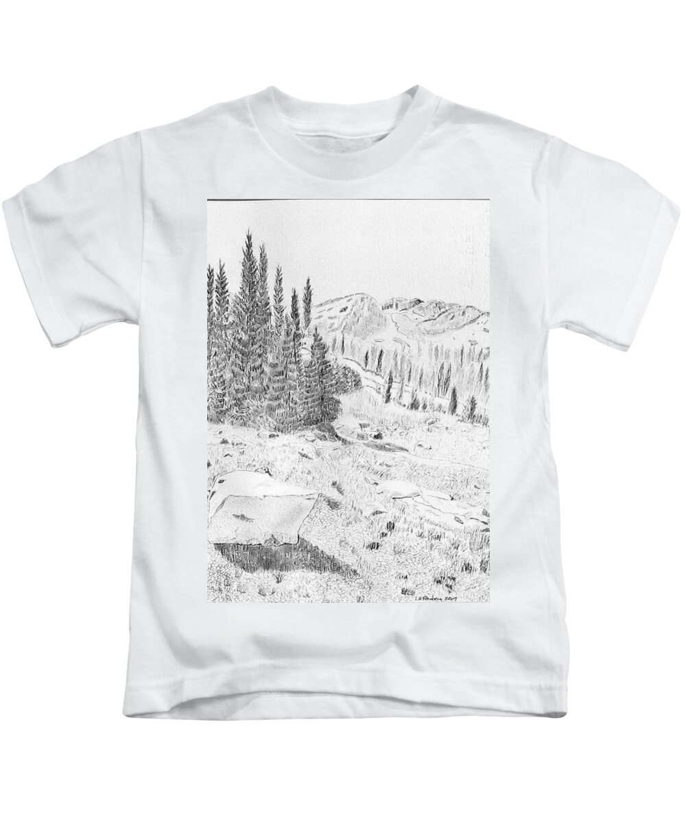 Landscape Kids T-Shirt featuring the painting Devil's Castle by Linda Feinberg
