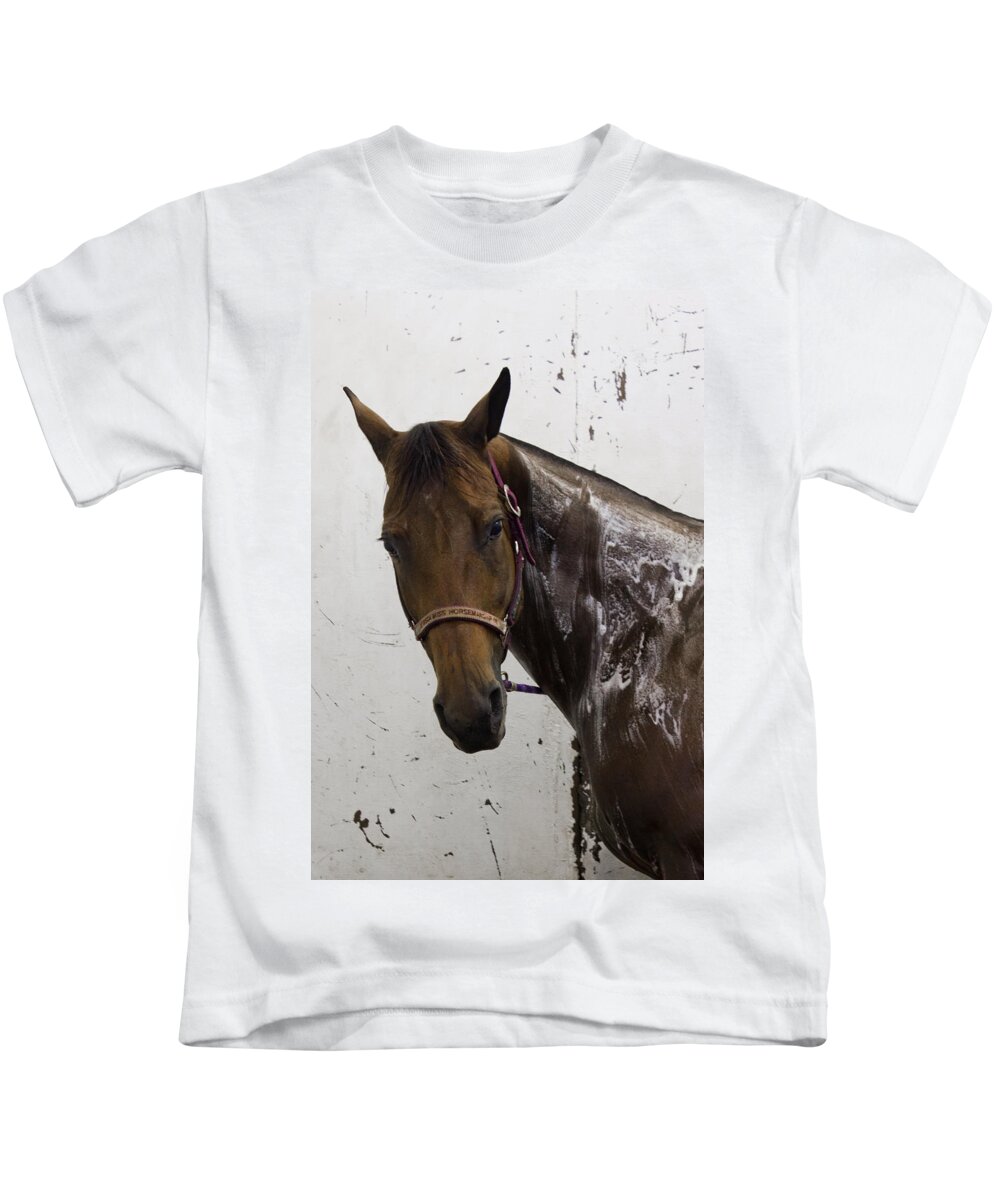 Animal Kids T-Shirt featuring the photograph Don't Get That Soap in My Eyes by Christie Kowalski