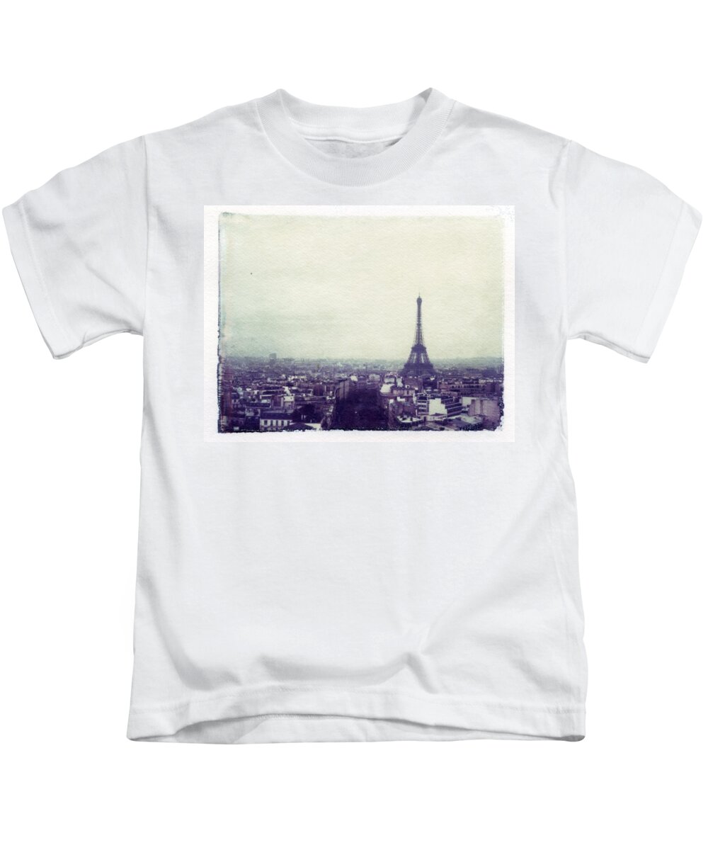 Eiffel Tower Kids T-Shirt featuring the photograph Eiffel Tower Paris Polaroid transfer by Jane Linders