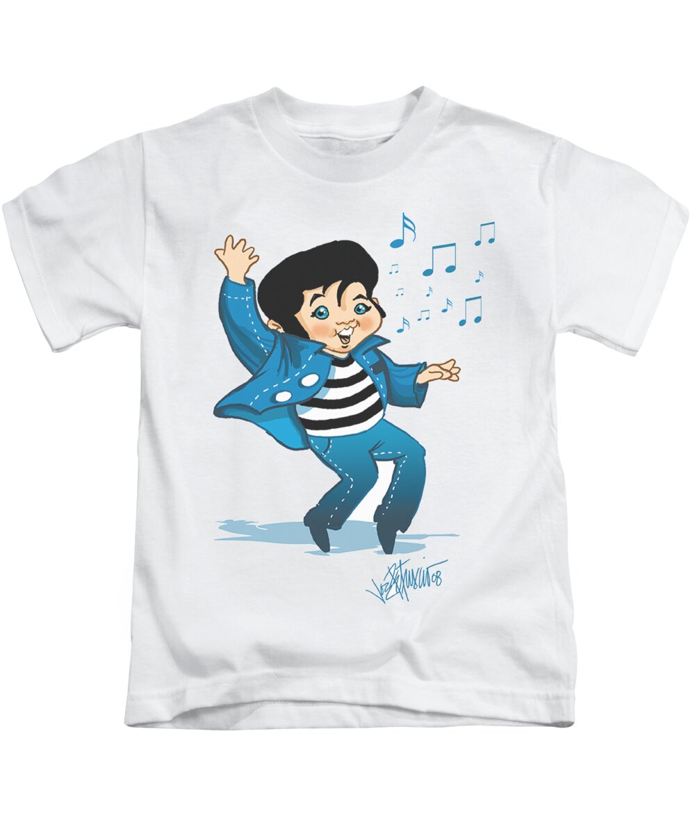  Kids T-Shirt featuring the digital art Elvis - Lil Jailbird by Brand A