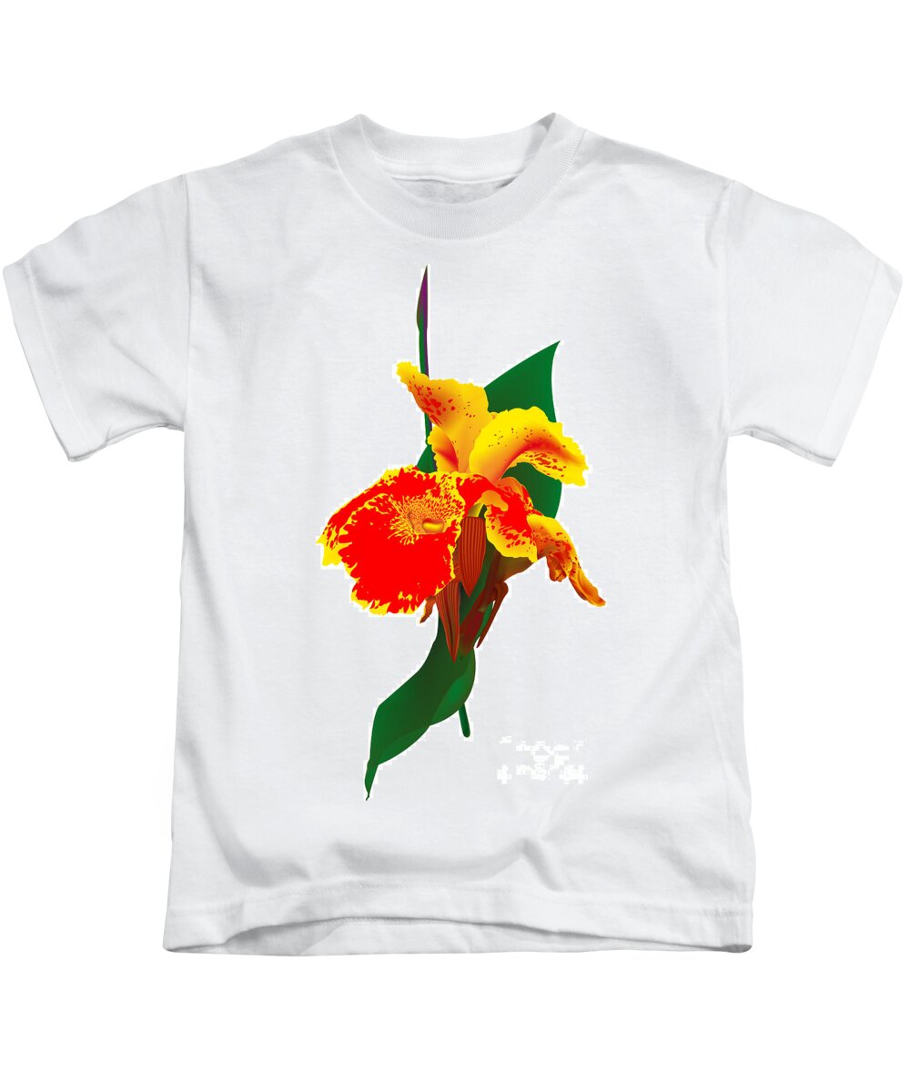 Illustration Kids T-Shirt featuring the digital art Exotic Flower by Gina Koch