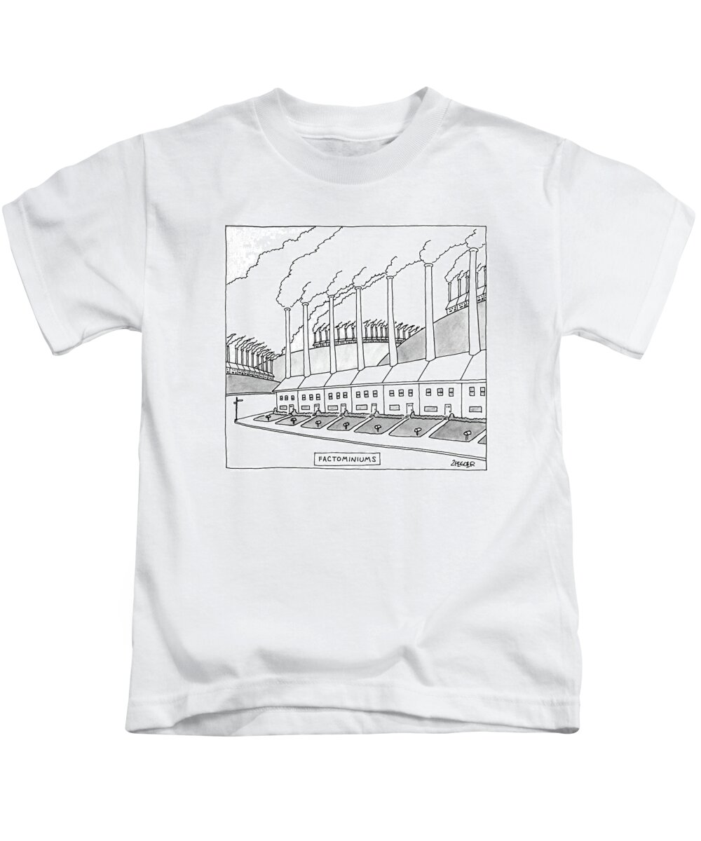 Real Estate Kids T-Shirt featuring the drawing Factominiums by Jack Ziegler