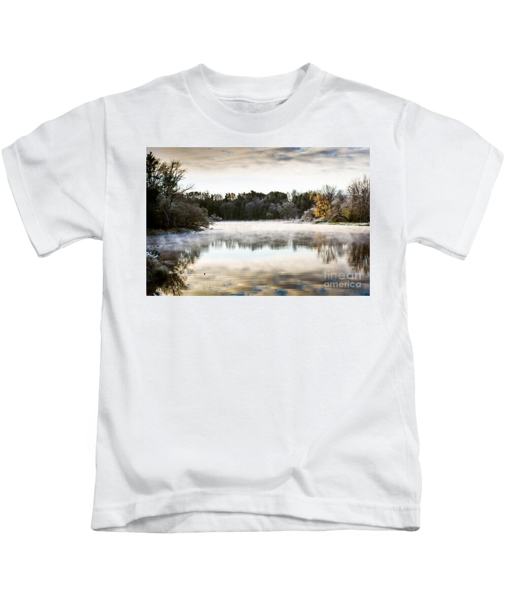 River Kids T-Shirt featuring the photograph Fall scene on the Mississippi by Cheryl Baxter