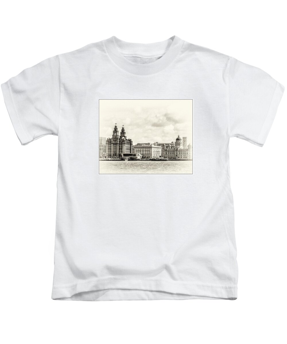 Liverpool Museum Kids T-Shirt featuring the photograph Ferry at Liverpool terminal by Spikey Mouse Photography