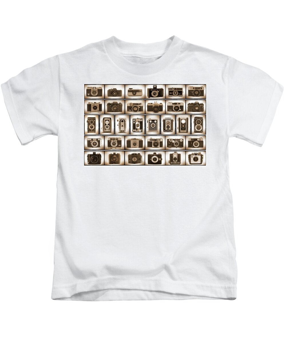 Vintage Cameras Kids T-Shirt featuring the photograph Film Camera Proofs by Mike McGlothlen