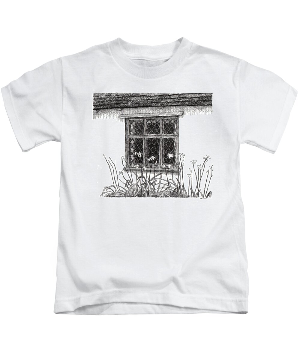 Flatford Mill Kids T-Shirt featuring the drawing Flatford Mill by Scott Woyak