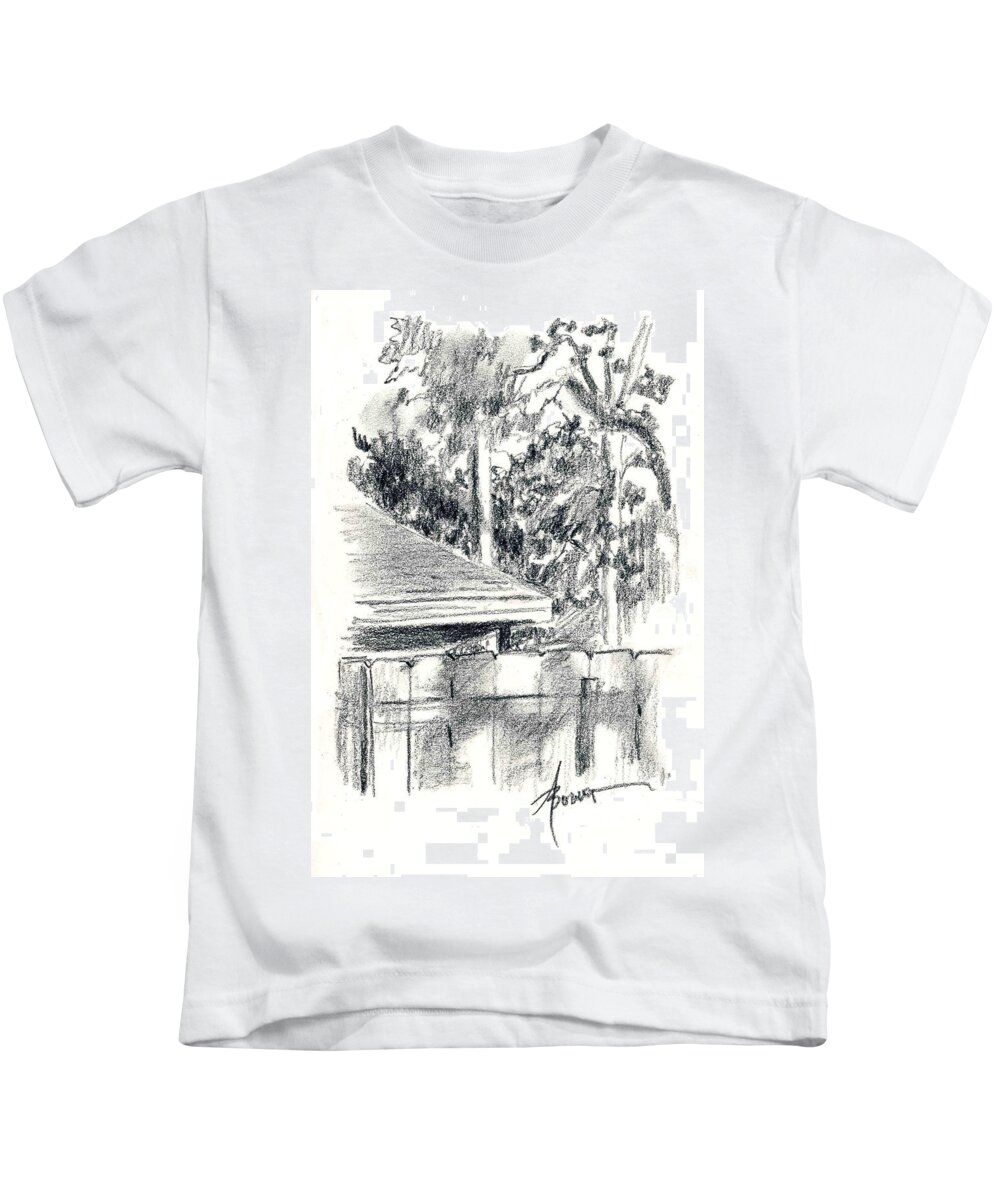 Trees Kids T-Shirt featuring the painting From the Breakfast Room Window by Adele Bower