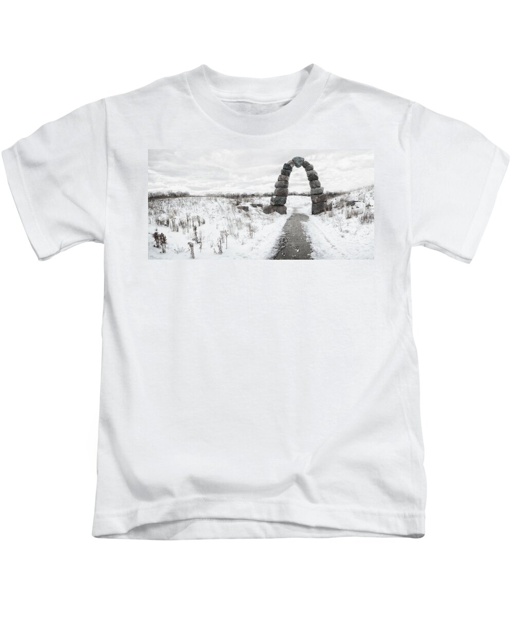 Snow Kids T-Shirt featuring the photograph Frozen Stone Arch by Scott Norris