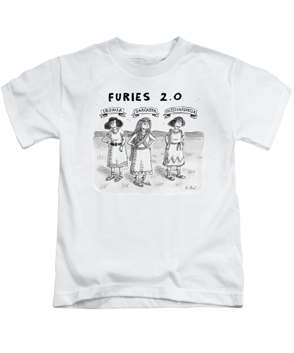 Captionless Greek Mythology Kids T-Shirt featuring the drawing Furies 2.0 by Roz Chast