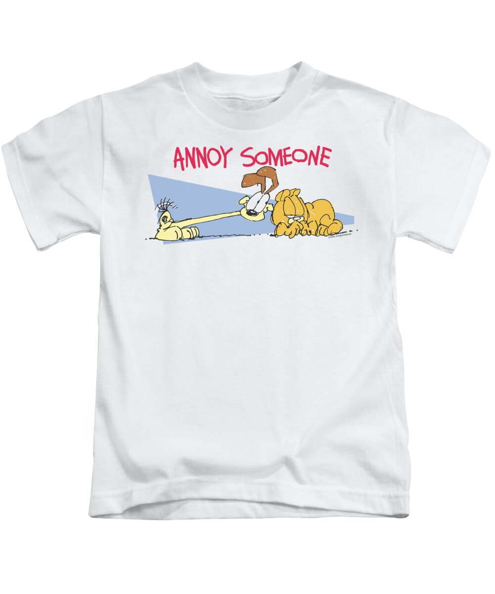 Garfield Kids T-Shirt featuring the digital art Garfield - Annoy Someone by Brand A