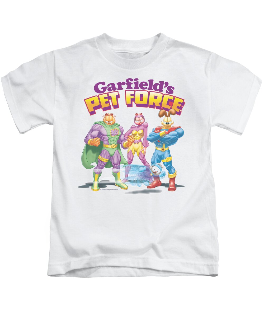 Garfield Kids T-Shirt featuring the digital art Garfield - Heroes Await by Brand A