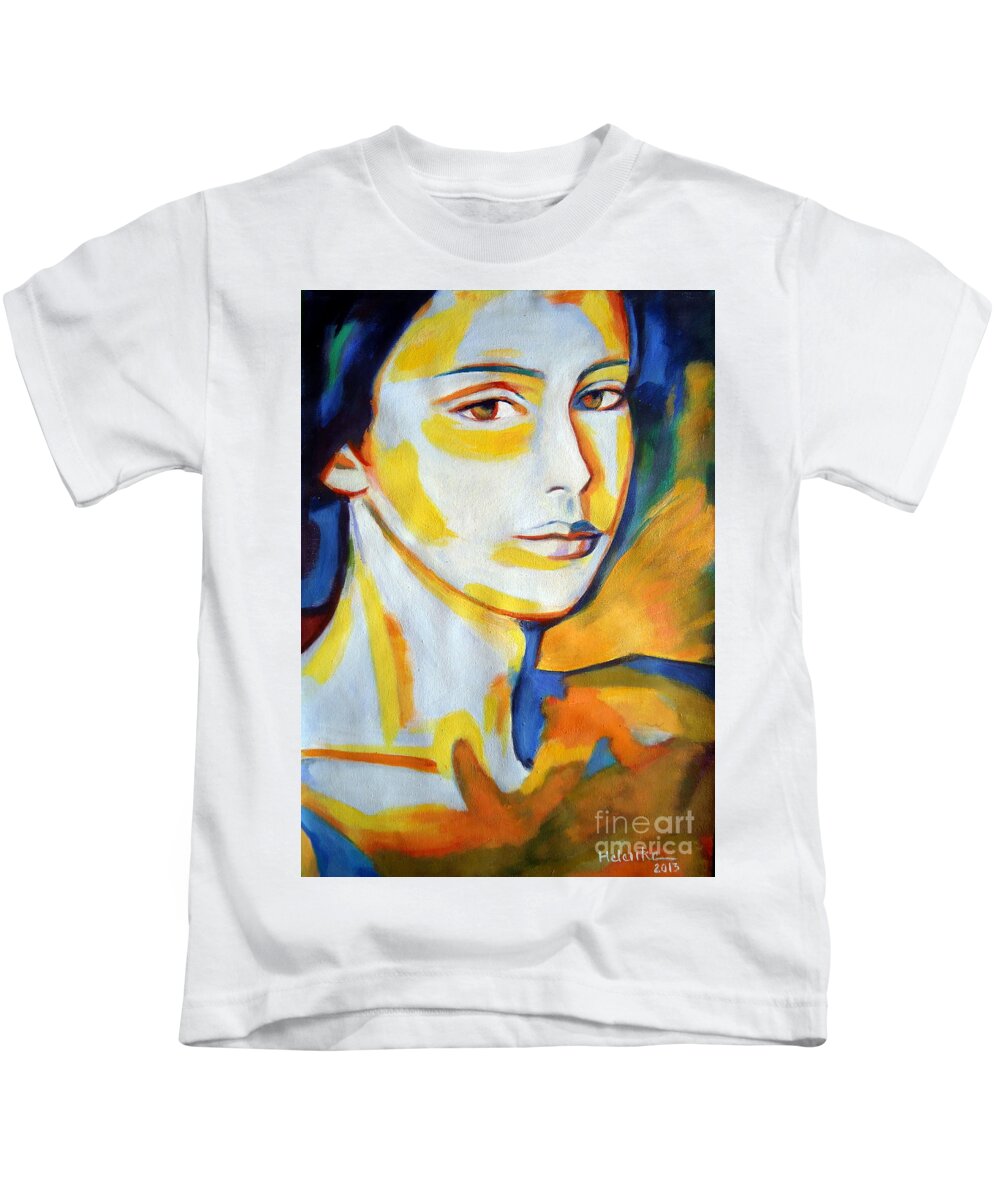 Art Kids T-Shirt featuring the painting Gentle gaze by Helena Wierzbicki