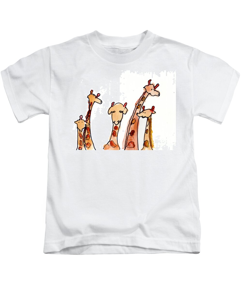 Giraffe Kids T-Shirt featuring the painting Giraffes by Max Hutcheson Age Eleven