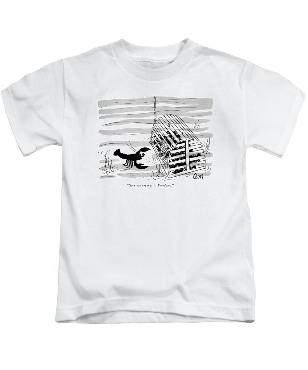  Kids T-Shirt featuring the drawing Give My Regards To Broadway by Charles E Martin