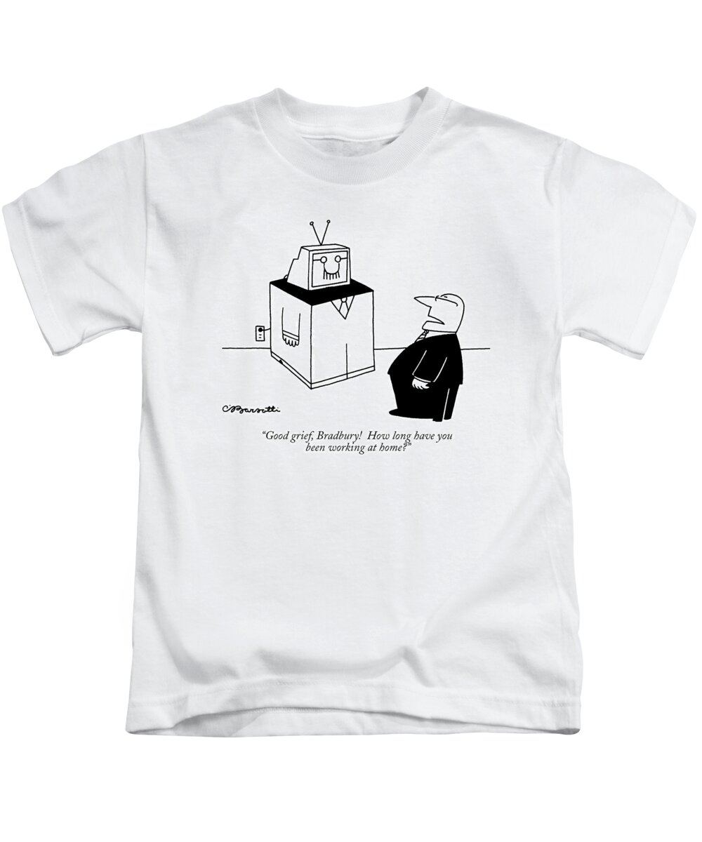 Business Kids T-Shirt featuring the drawing Good Grief, Bradbury! How Long by Charles Barsotti