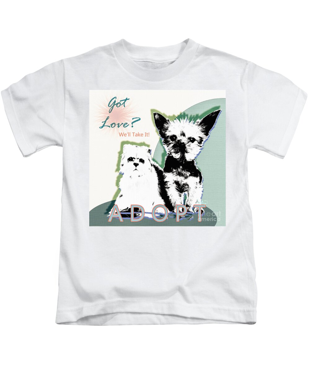 Cats Kids T-Shirt featuring the digital art Got Love Adopt a Pet Poster Art by Ginette Callaway