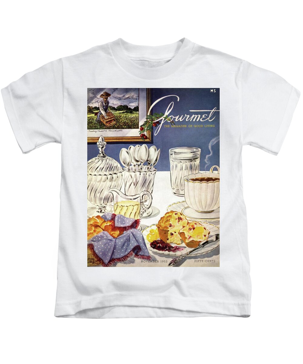 Food Kids T-Shirt featuring the photograph Gourmet Cover Illustration Of Cranberry Muffins by Henry Stahlhut