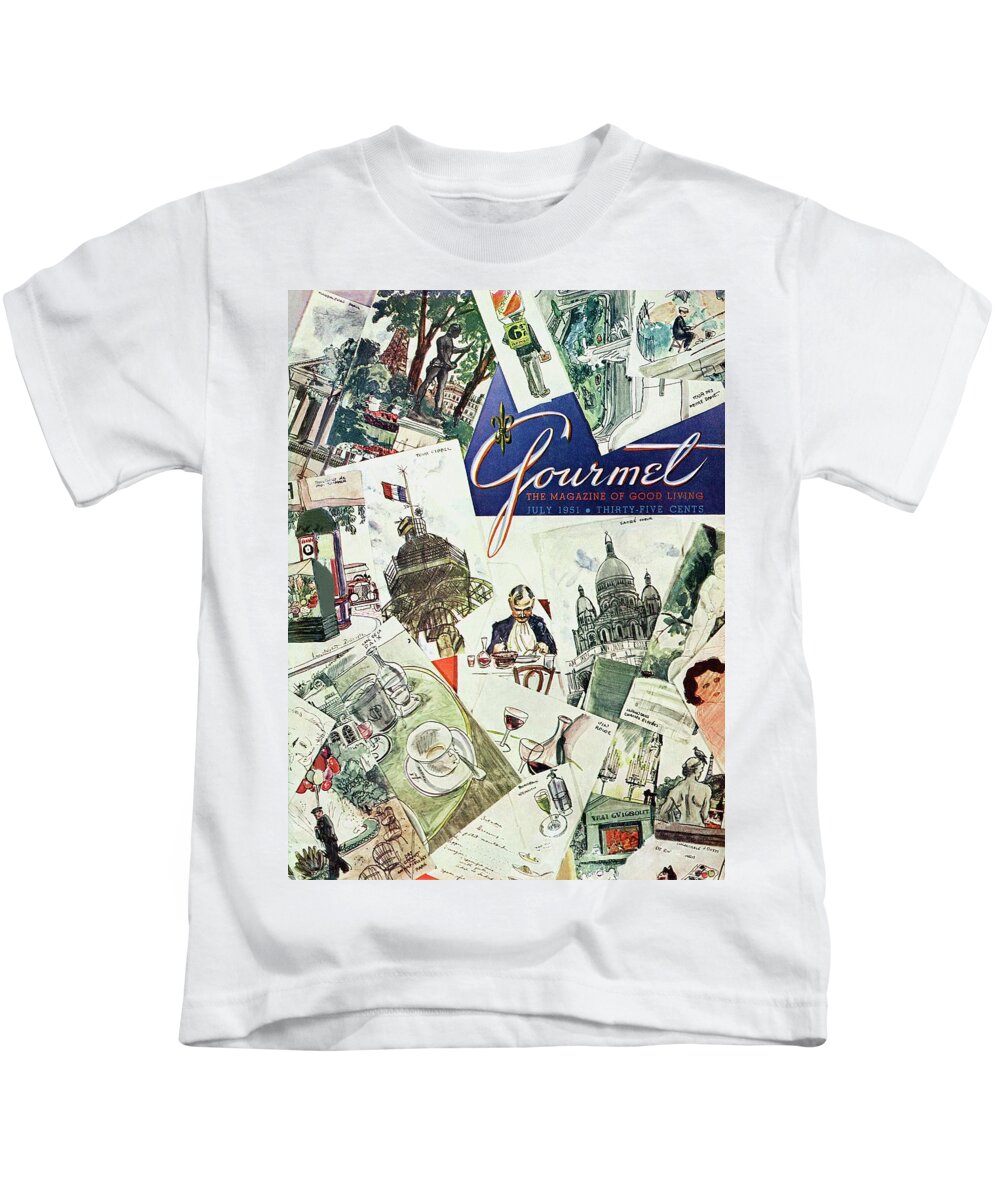 Illustration Kids T-Shirt featuring the photograph Gourmet Cover Illustration Of Drawings Portraying by Henry Stahlhut
