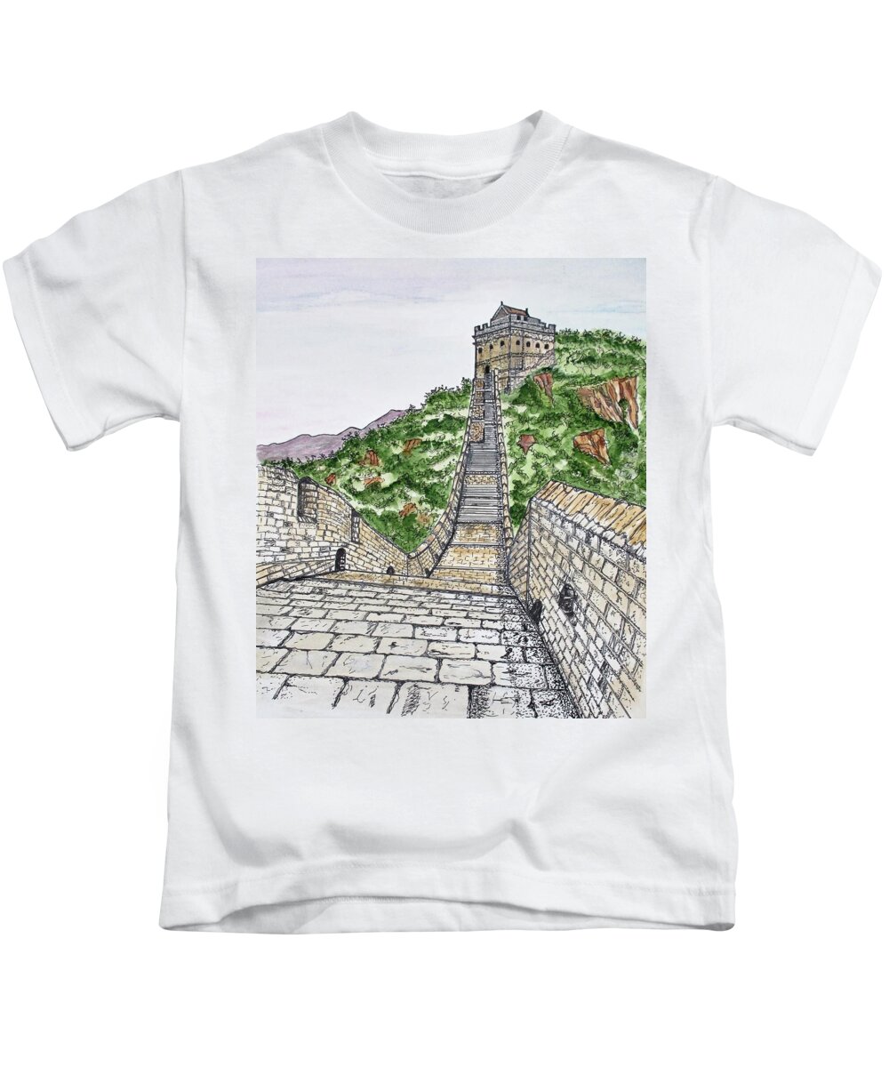 Ancient Kids T-Shirt featuring the painting Greatest Wall Ever by Ashley Goforth