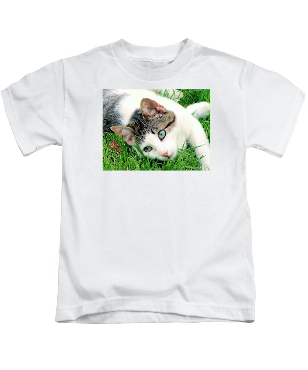 Green Eyed Cat Photograph Kids T-Shirt featuring the photograph Green Eyed Cat by Janette Boyd