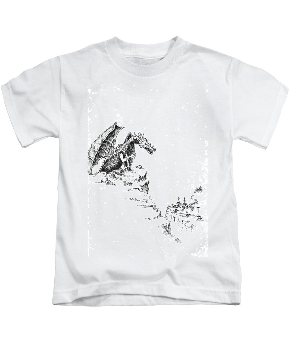 Dragon Kids T-Shirt featuring the drawing Hello There by Sam Sidders