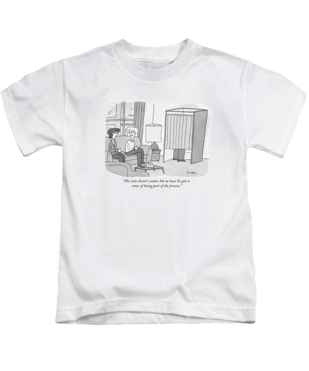Vote Kids T-Shirt featuring the drawing His Vote Doesn't Count by Peter C. Vey