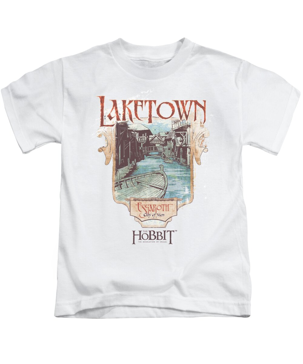The Hobbit Kids T-Shirt featuring the digital art Hobbitlaketown by Brand A