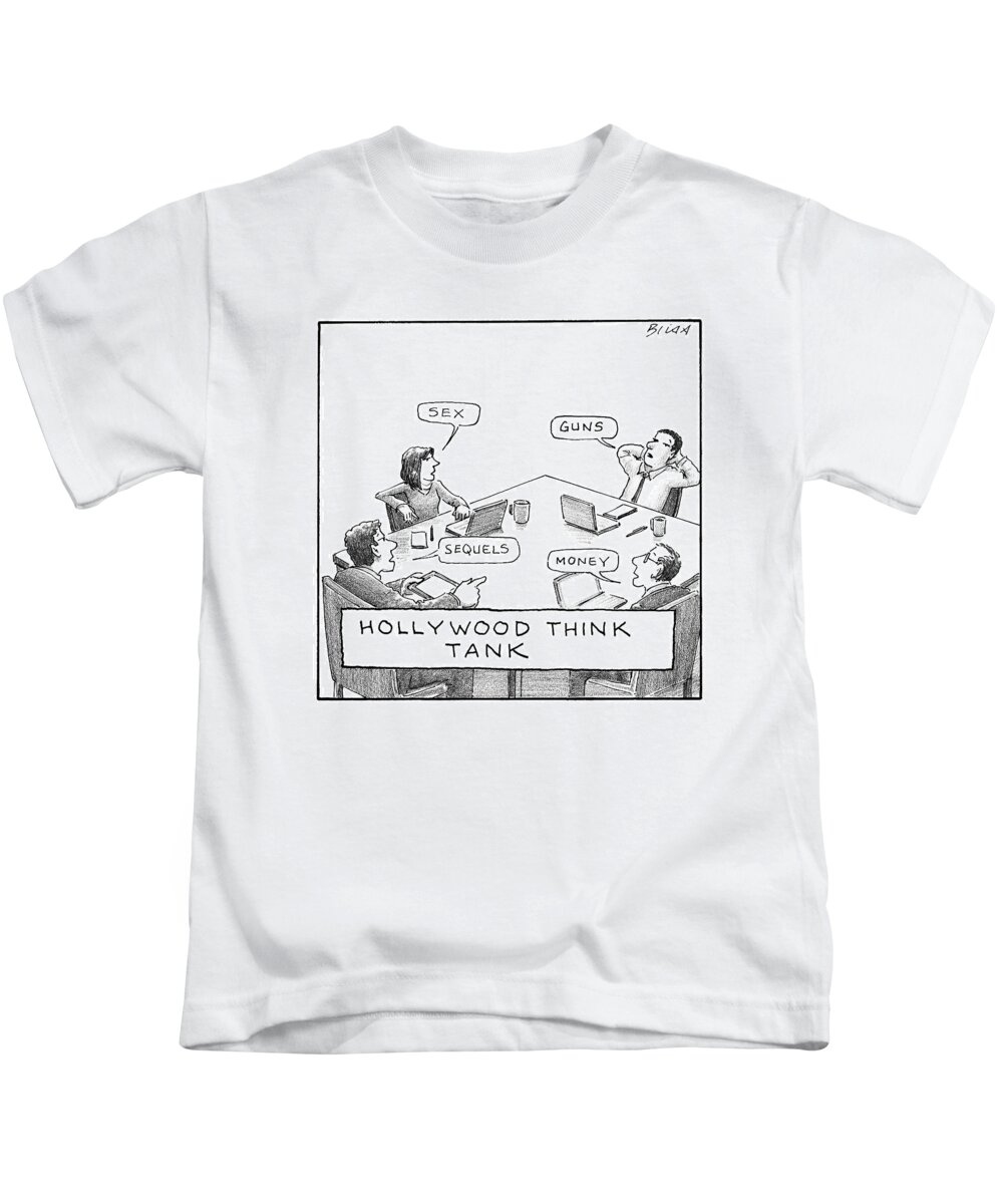 Hollywood Think Tank Kids T-Shirt featuring the drawing Hollywood Think Tank by Harry Bliss