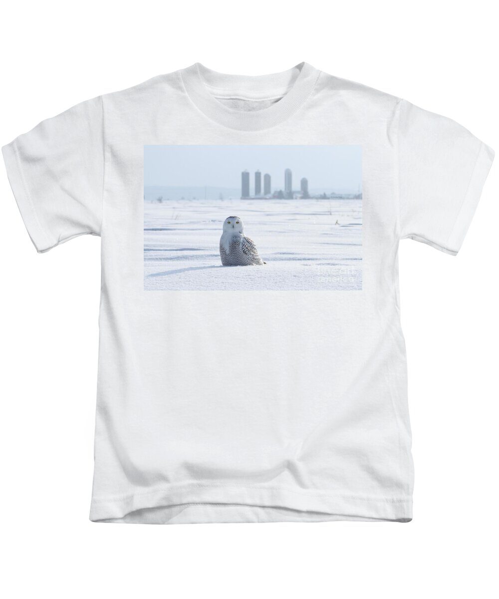 Snowy Owls Kids T-Shirt featuring the photograph Home away from home by Heather King