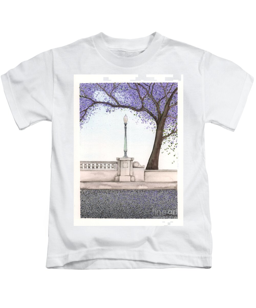 Jacaranda Kids T-Shirt featuring the painting Hyperion Bridge by Hilda Wagner