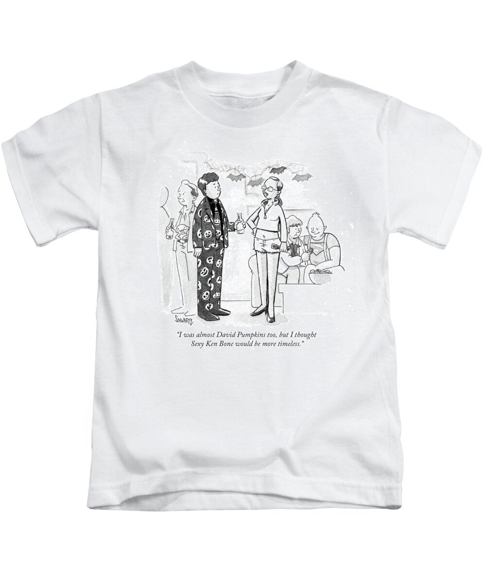 I Was Almost David Pumpkins Too Kids T-Shirt featuring the drawing I Thought Sexy Ken Bone Would Be More Timeless by Benjamin Schwartz