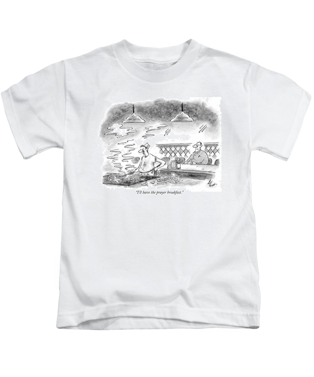 Breakfast Kids T-Shirt featuring the drawing I'll Have The Prayer Breakfast by Frank Cotham