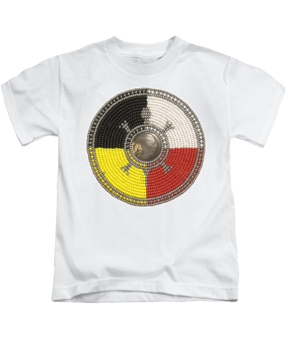 Beadwork Kids T-Shirt featuring the mixed media Indian Head Turtle by Douglas Limon