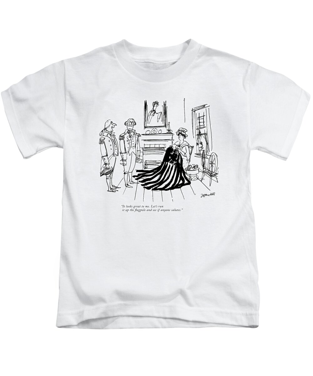  Kids T-Shirt featuring the drawing It Looks Great To Me by Frank Modell