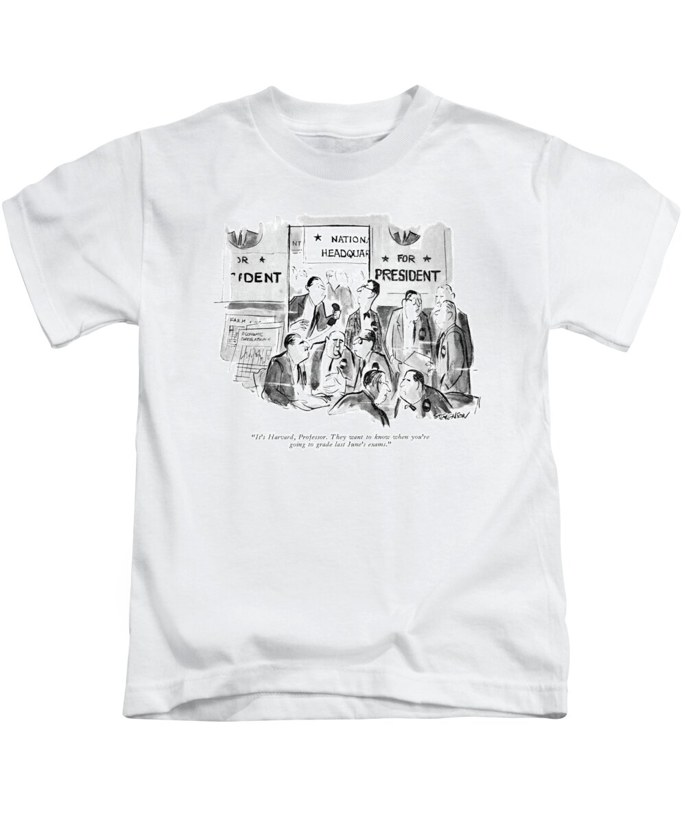  Kids T-Shirt featuring the drawing It's Harvard by James Stevenson