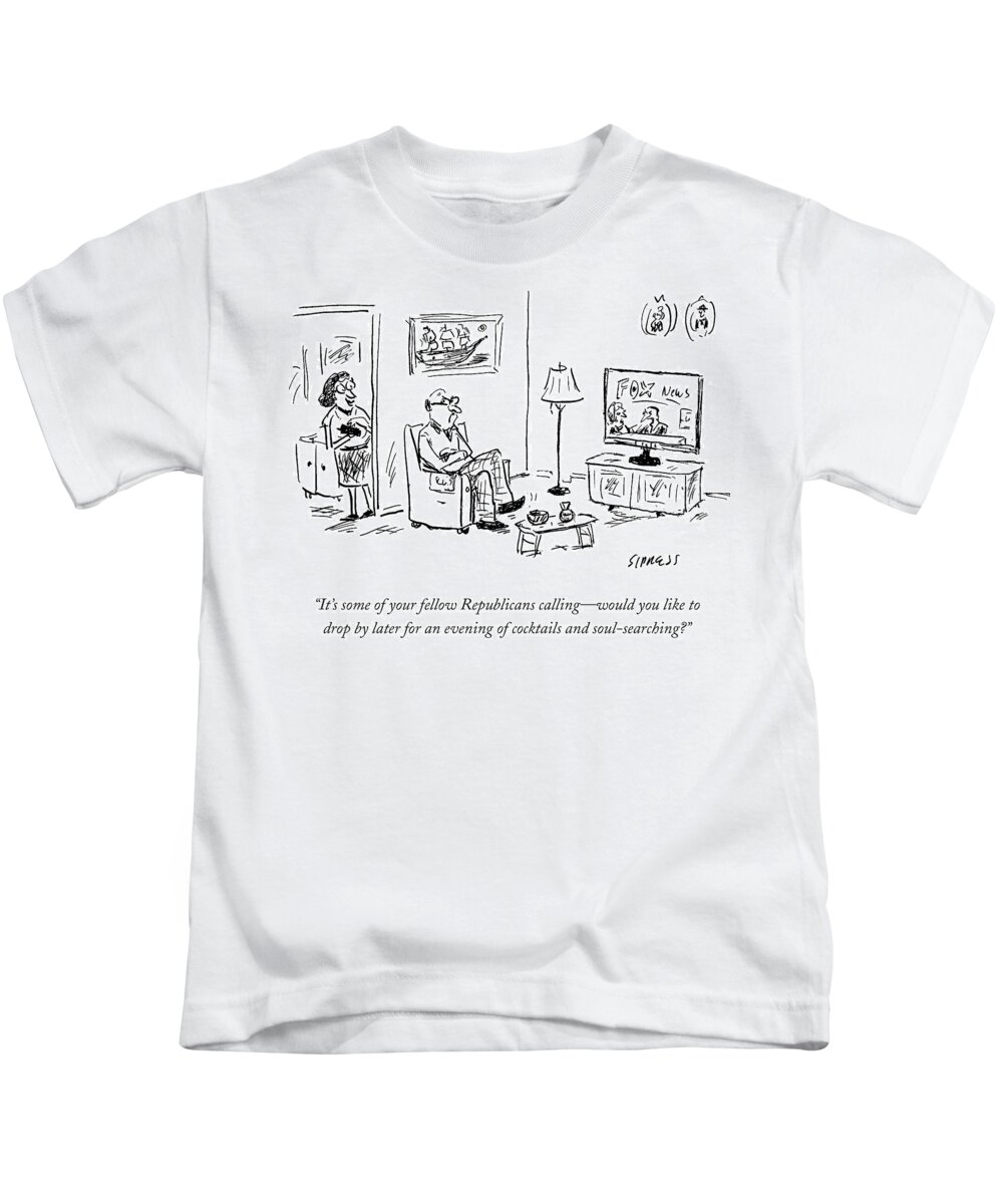 Politics Kids T-Shirt featuring the drawing It's Some Of Your Fellow Republicans Calling by David Sipress