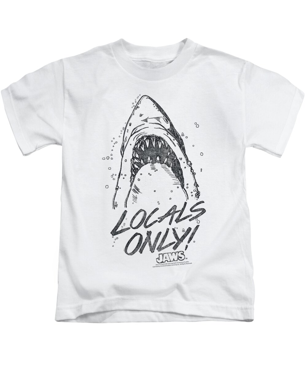  Kids T-Shirt featuring the digital art Jaws - Locals Only by Brand A