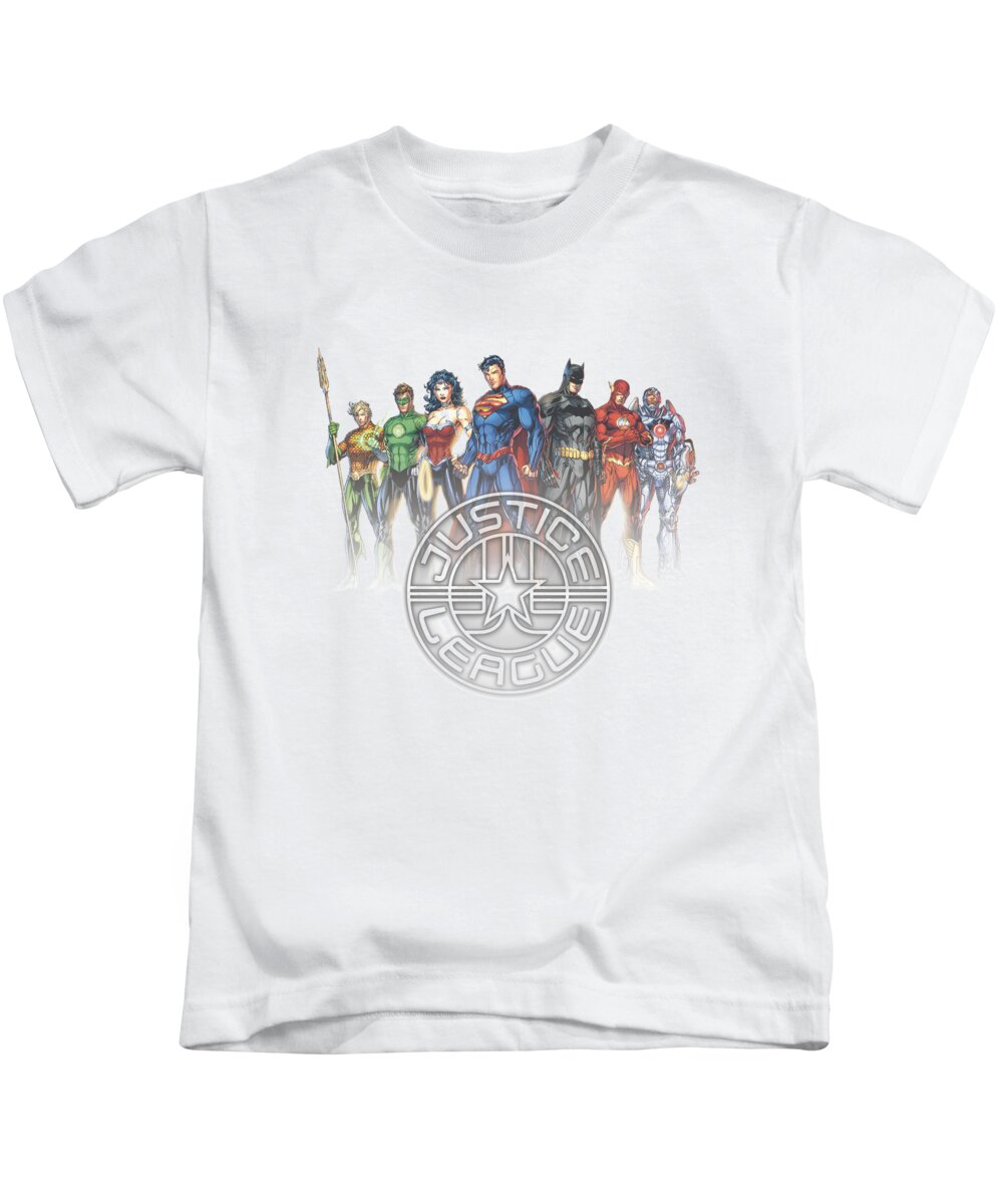 Justice League Of America Kids T-Shirt featuring the digital art Jla - Circle Crest by Brand A