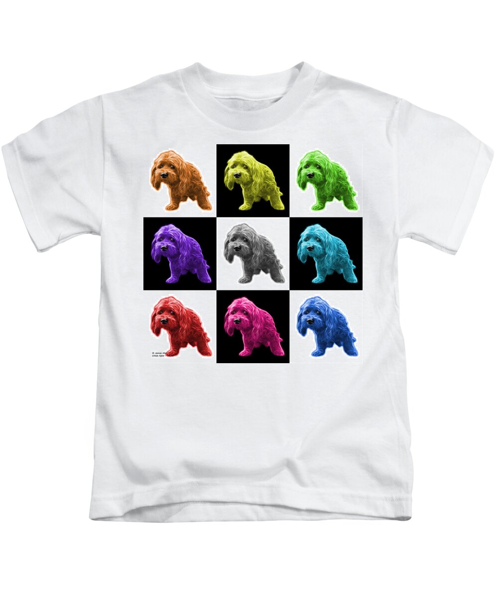 Lhasa Apso Kids T-Shirt featuring the painting Lhasa Apso Pop Art - 5331 - v2- M by James Ahn