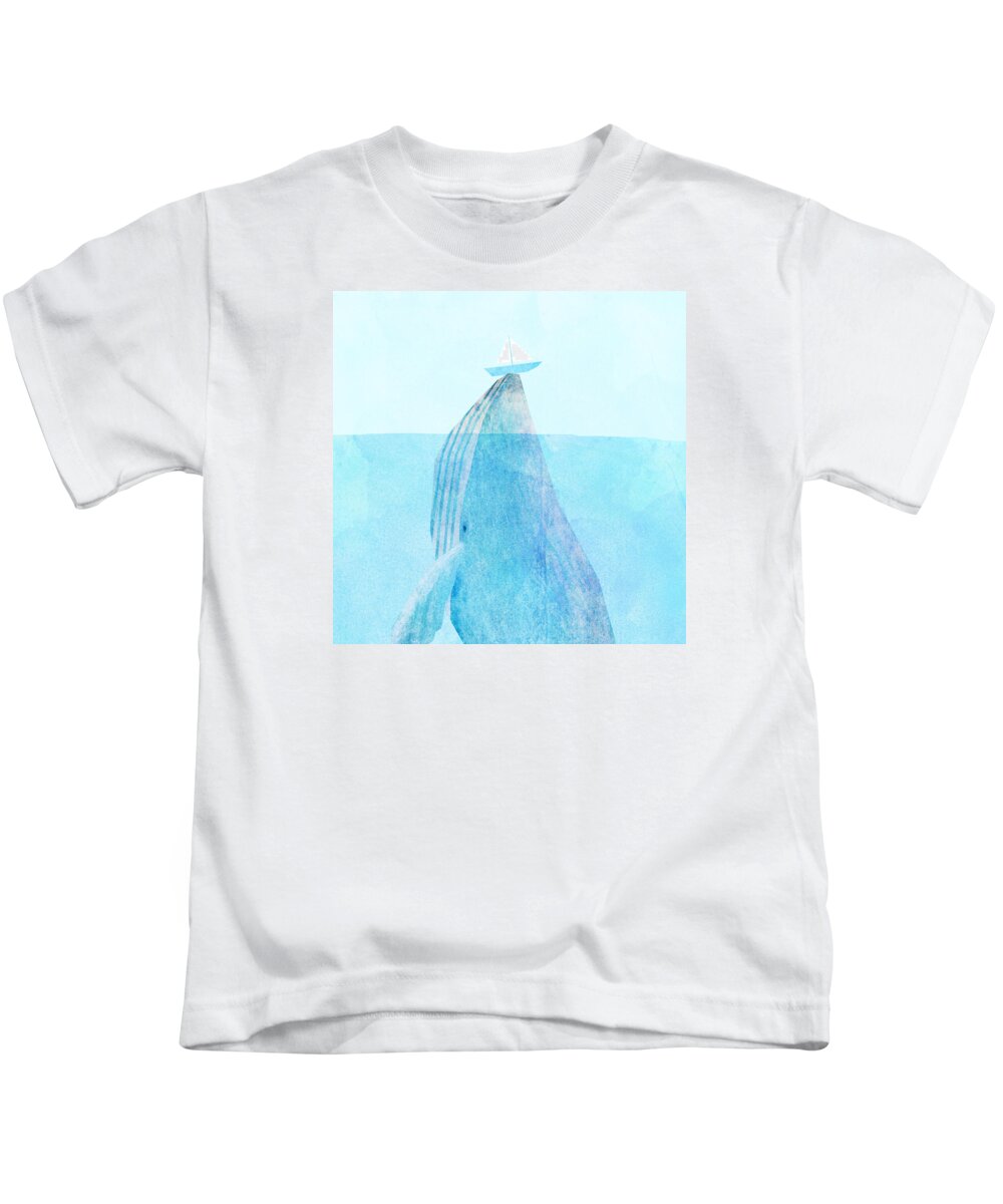 Whale Kids T-Shirt featuring the drawing Lift by Eric Fan