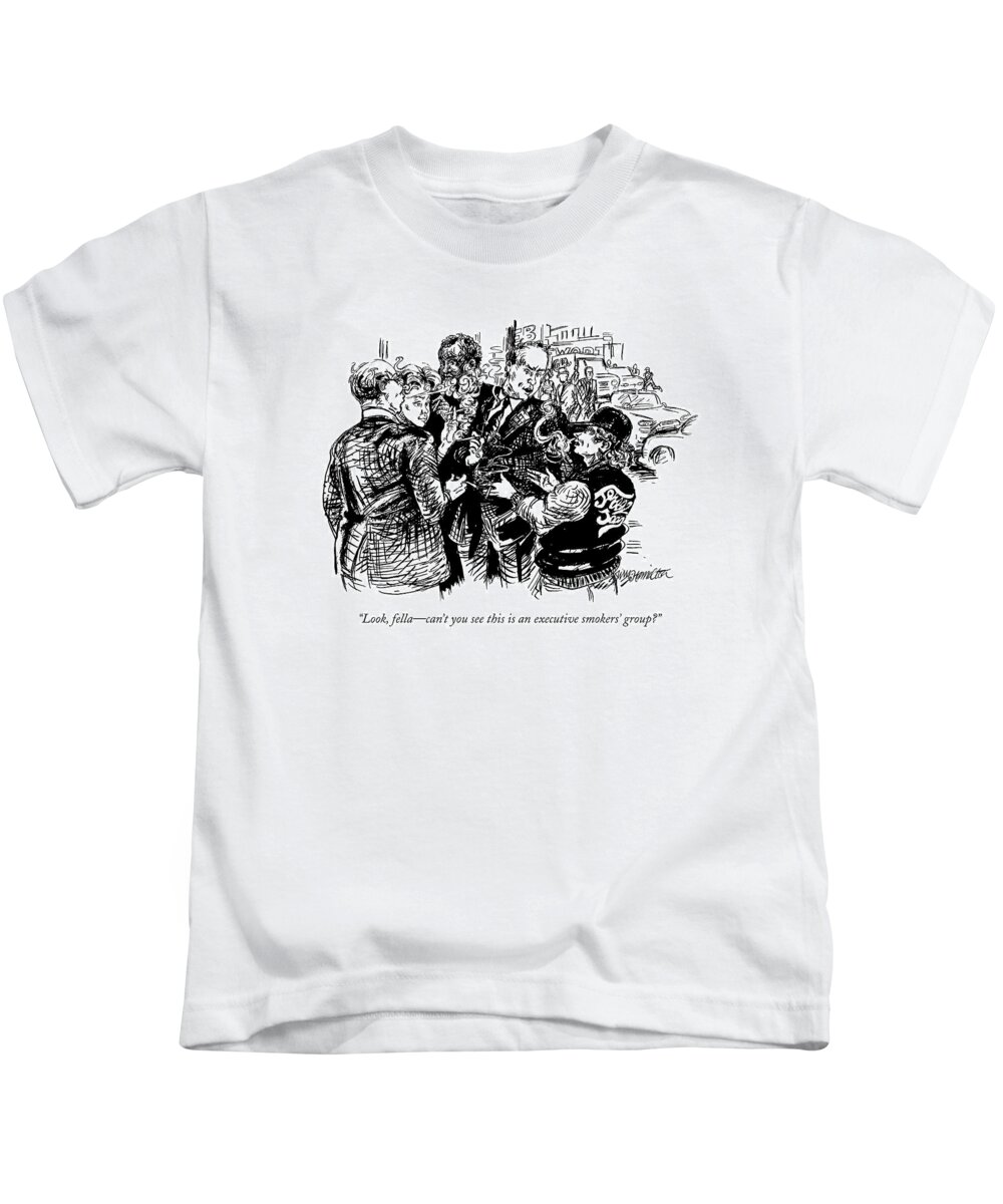 Cigars Kids T-Shirt featuring the drawing Look, Fella - Can't You See This Is An Executive by William Hamilton