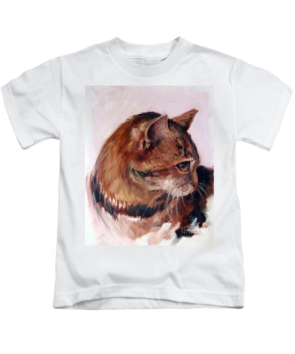 Cat Kids T-Shirt featuring the painting Looking Ahead by K M Pawelec
