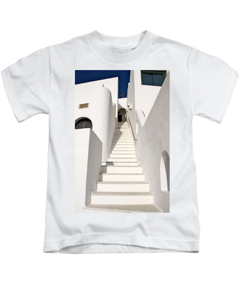 Santorini Kids T-Shirt featuring the photograph Looking Up by John Babis